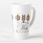 Dog Mom Leopard Print Paw Design/Leopard Dog Mom Latte Mok (Rechterhoek)