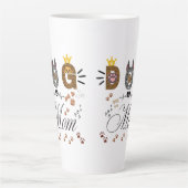 Dog Mom Leopard Print Paw Design/Leopard Dog Mom Latte Mok (Voorkant)