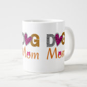 Dog Mom Leopard Print/Trending Dog Lover Gift Grote Koffiekop (Voorkant rechts)