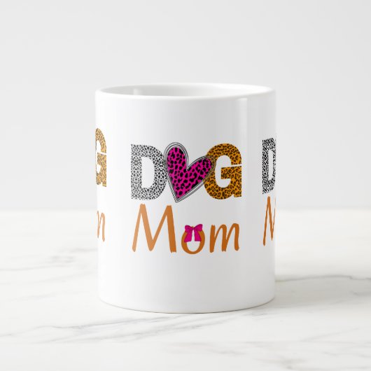 Dog Mom Leopard Print/Trending Dog Lover Gift Grote Koffiekop (Voorkant)