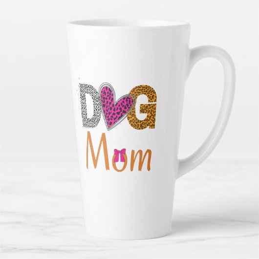 Dog Mom Leopard Print/Trending Dog  Lover Gift Latte Mok (Rechts)