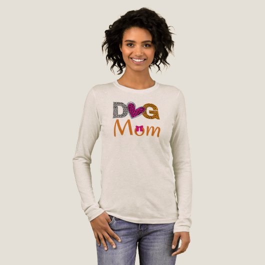Dog Mom Leopard Print /Trending Dog Lover Gift Tri-Blend Shirt (Voorkant)