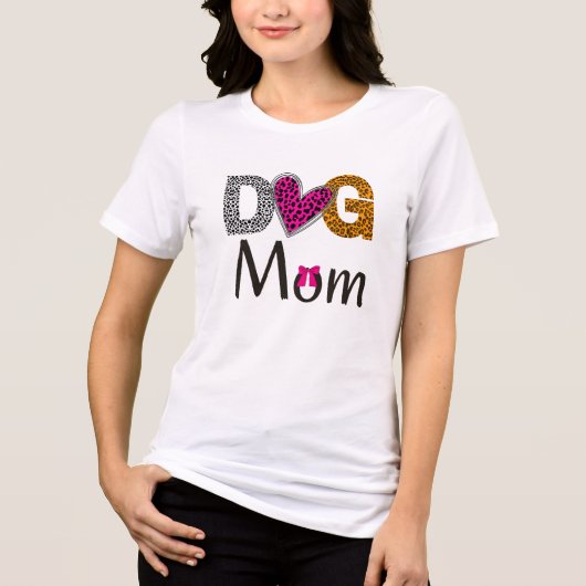 Dog Mom Leopard  Print/Trending Dog Lover Tri-Blend Shirt (Voorkant)