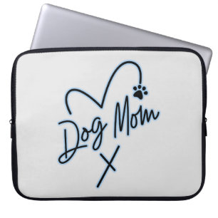 DOG MOM, LICHT BLAUW HART LAPTOP SLEEVE