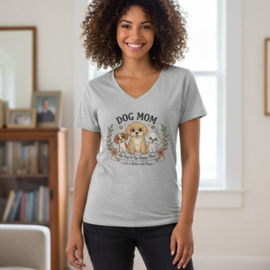 Dog Mom Life Better With Paws V-Neck T-shirt