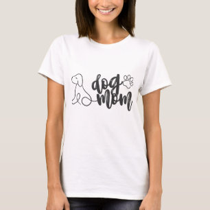 Dog Mom Line Art Design   minimalistisch Hondenlie T-shirt