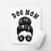Dog Mom Messy Bun Zwart & Wit Kunst Muismat (Met muis)