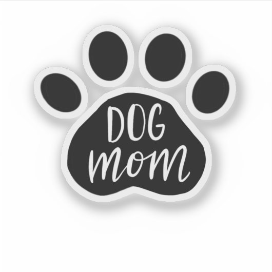 Dog Mom Paw 3" x 3" Custom-Cut Vinyl Stickers (Voorkant)