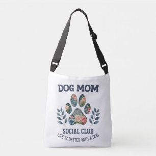 Dog Mom Paw Floral Crossbody Tas