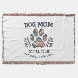 Dog Mom Paw Floral Deken