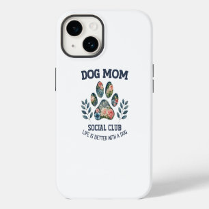 Dog Mom Paw Floral iPhone 14 Hoesje