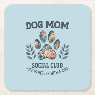 Dog Mom Paw Floral Kartonnen Onderzetters
