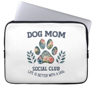 Dog Mom Paw Floral Laptop Sleeve