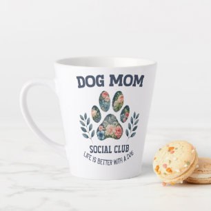 Dog Mom Paw Floral Latte Mok