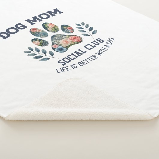 Dog Mom Paw Floral Sherpa Deken (3/4)