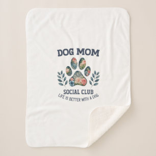Dog Mom Paw Floral Sherpa Deken