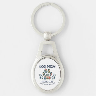 Dog Mom Paw Floral Sleutelhanger