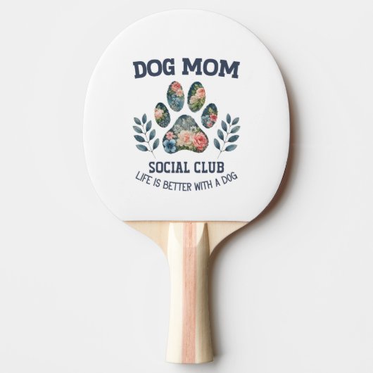 Dog Mom Paw Floral Tafeltennisbatje (Voorkant)