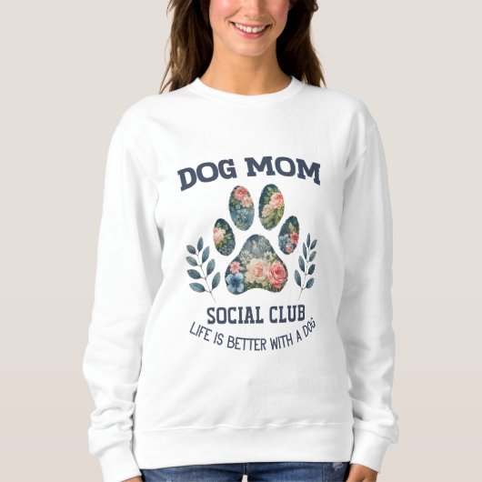 Dog Mom Paw Floral Trui (Voorkant)