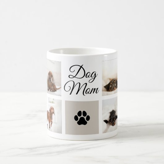 Dog Mom Paw Print Acht foto's Aangepast Koffiemok (Center)