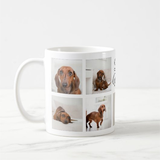 Dog Mom Paw Print Acht foto's Aangepast Koffiemok (Links)