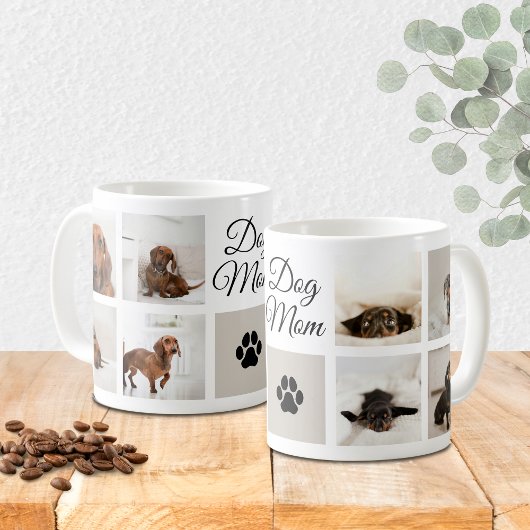 Dog Mom Paw Print Acht foto's Aangepast Koffiemok