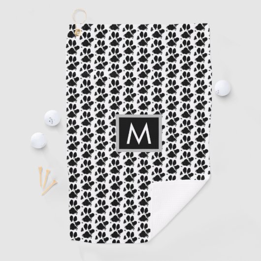 Dog Mom Paw Print Monogram Golfhanddoek (Insitu)