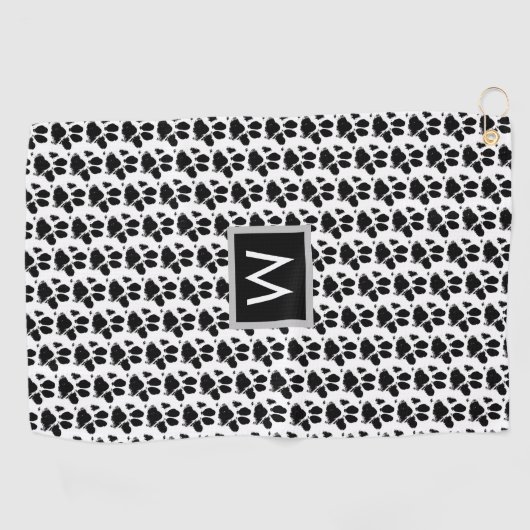 Dog Mom Paw Print Monogram Golfhanddoek (Horizontaal)