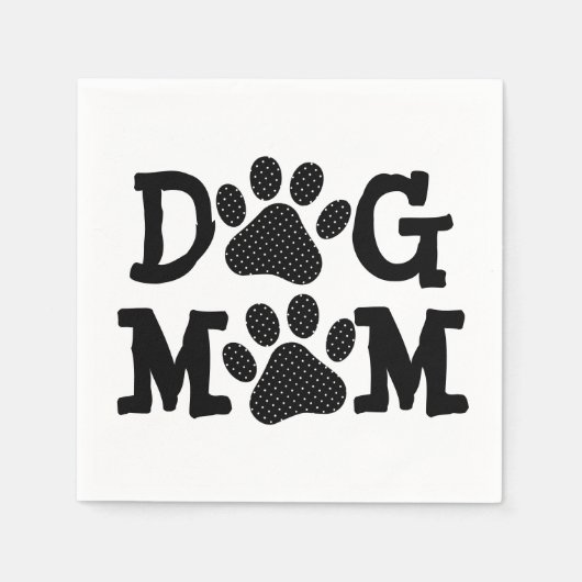 DOG MOM Pawprints met pooldots Servet (Voorkant)