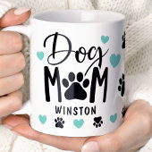 Dog Mom Paws Blauwgroen Hart Gepersonaliseerde Fot Koffiemok