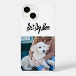 Dog Mom Photo Black text iPhone Case