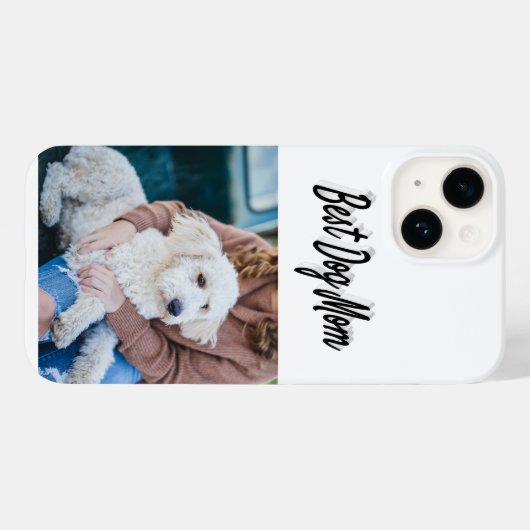 Dog Mom Photo Black  text iPhone Case (Achterkant (horizontaal))