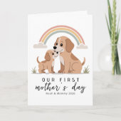 Dog Mom Puppy First Mother’s Day Pastel Rainbow Kaart (Voorkant)