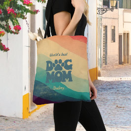 Dog Mom Retro Groovy Rainbow All-Over-Print Tote Bag