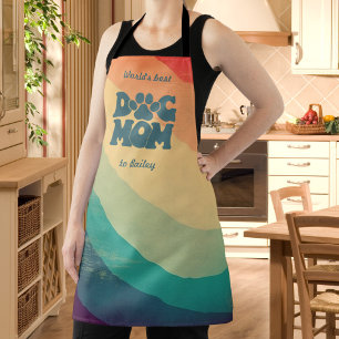 Dog Mom Retro Regenboog gepersonaliseerd Schort