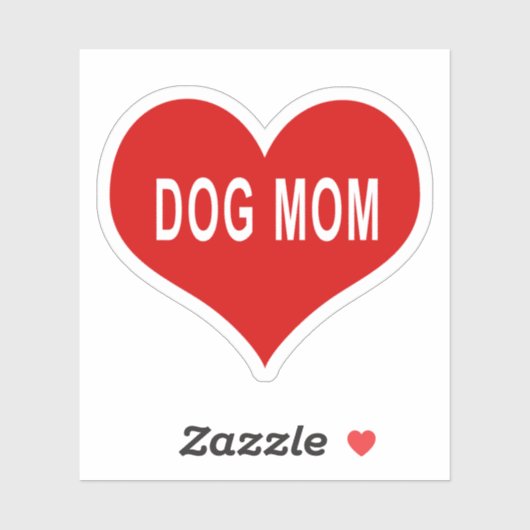 DOG MOM Rood Hart Vinyl Sticker (Vel)