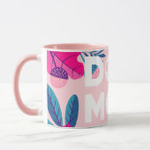 DOG MOM, roze Floral en bladeren Mok (Links)