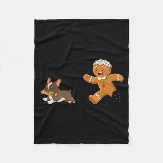 Dog Mom Shirt Gingerbread Chasing French Bulldog C Fleece Deken (Voorkant)