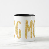 DOG MOM, Smudged Gold Glitter Mok (Midden)