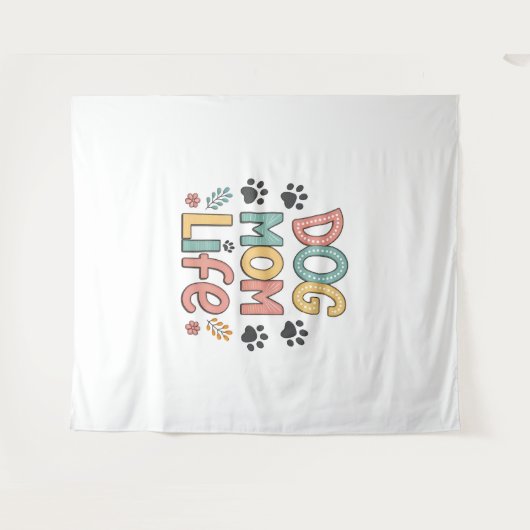 Dog Mom Sunflower Dog Lover Wandkleed (Voorkant (horizontaal))