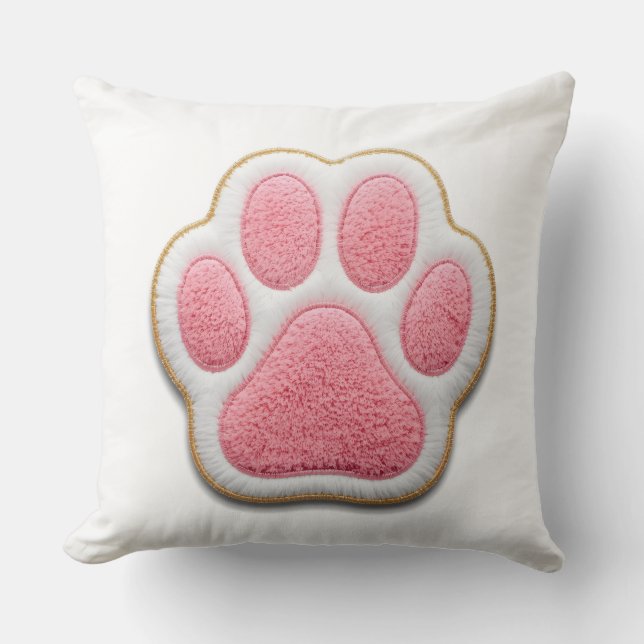 Dog Mom Throw Pillow | Embroidered Heart Paw Print Kussen (Voorkant)