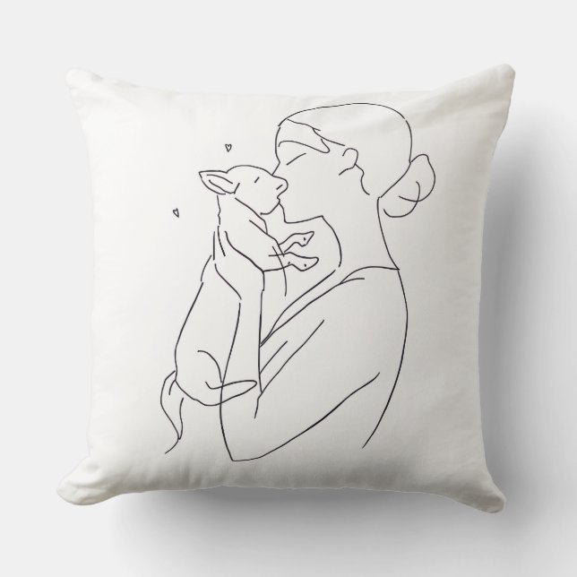 Dog Mom Throw Pillow Minimalist Pet Lover Home Kussen (Voorkant)