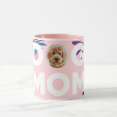 DOG MOM, uw pop-upfoto, roze bloemen en bladeren Mok (Midden)