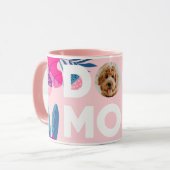 DOG MOM, uw pop-upfoto, roze bloemen en bladeren Mok (Voorkant links)