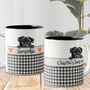 Dog Mom Waterverf Pug Custom Two-Tone Coffee Mok