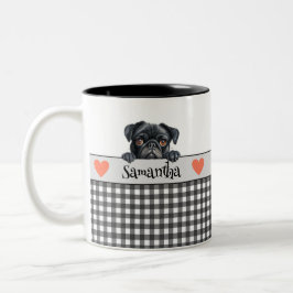 Dog Mom Waterverf Pug Custom Two-Tone Coffee Mok