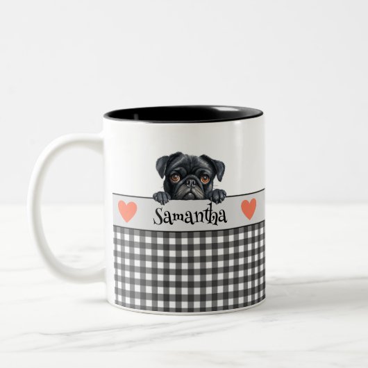 Dog Mom Waterverf Pug Custom Two-Tone Coffee Mok (Links)