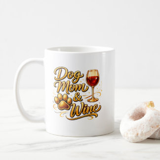 Dog Mom & Wine Mug – Funny Dog Lover Gift – Cute P Koffiemok