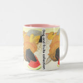 Dog mouth and watermelon Two-Tone coffee mug Tweekleurige Koffiemok (Voorkant rechts)