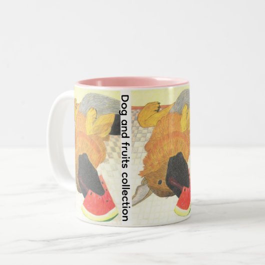 Dog mouth and watermelon Two-Tone coffee mug Tweekleurige Koffiemok (Voorkant links)